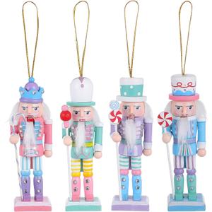 Totority Christmas Nutcracker Ornaments, 4pcs Traditional Soldier Figurines for Xmas Tree Decor, Wooden Nutcracker Decorations for Holiday Party, Mantel, and Home Display, Hand-Painted Vintage Desig