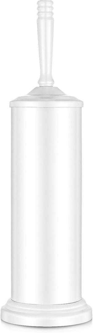 Stainless Steel Toilet Brush and Holder,Toilet Bowl Brush with Long Handle for Bathroom,Toilet Brushes-Space Saving,Covered Brush, Durable, Deep Cleaning,Splash Resistant (White)