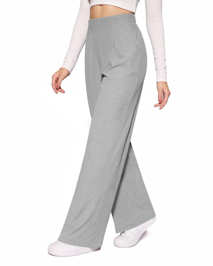 Wide Leg Trouser Pants for Women High Waisted Casual Lounge Pants Business Work Pants Palazzo Slacks with Pockets M