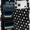 ZIYE Wave Design for iPhone 17 Pro Case, Cute Black Polka Dot Pattern for Women Girls Men 2 in 1 Shockproof Bumper Scratch Resistant Protective Cover