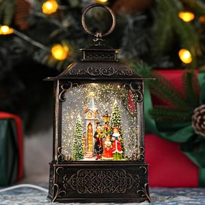 Snow Globe with Church Choir Scene, Light Up Christmas Snow Globes with Music Timer - USB Plug or Battery Operated Glitter Globe Indoor Christmas Decorations