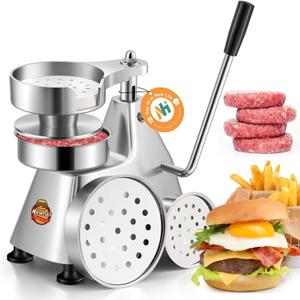 Newhai Commercial Burger Patty Maker 3 in 1 Hamburger Press Patty Make 4/5/6-inch Stainless Steel Burger Smasher Hamburger Forming Processor with 1200 Pcs Patty Papers for Beef Pork Chicken Patty