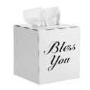 Sumnacon Tissue Box Cover Square, Bless You Tissue Holders, Decorative Tissue Box Holder Open Bottom, Cube Metal Tissue Cover for Bathroom, Bedroom, Living Room, Office, Tabletop, Gift Option, White