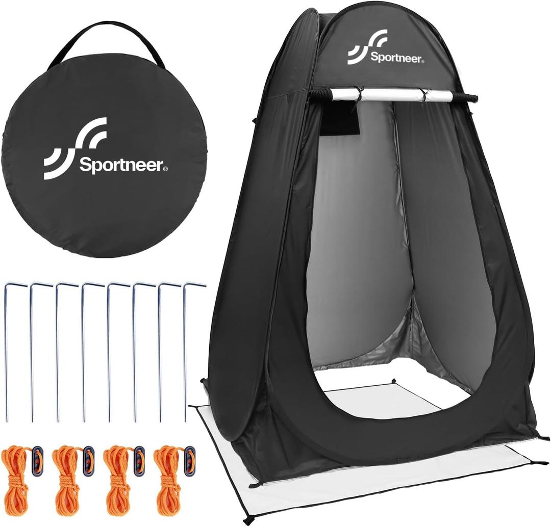 Sportneer Pop Up Privacy Shower Tent, Portable Changing Room Pop Up Changing Tent 75inches x 47inches x 47inches Shower Tent with Carry Bag for Camping & Beach, Easy Set Up, Foldable (Black)