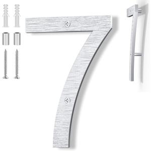 8 Inch Large Metal House Number for Outside, Modern Floating Home Address Numbers, Aluminum Silver Anti-Rust numbers for house for Garden Front Door Garage Apartment Signage,911 Visibility Signage (7), 8in No.7