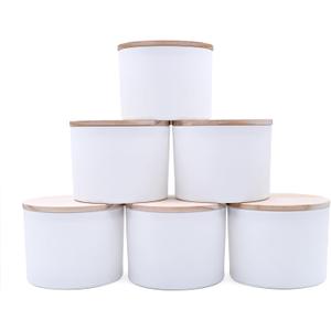18 OZ Thick Candle Jars for Making Candles 6 Pcs, Empty Jars with Wood Lids for Candle Making, Sample Container,Matte White