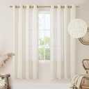 LAMIT Natural Linen Curtains for Living Room 2 Panels Set, 78 Inch Faux Linen Textured Light Filtering Drapes Bronze Grommet Boho Panels for Farmhouse/Bedroom/Porch, 52 x 78 Inch