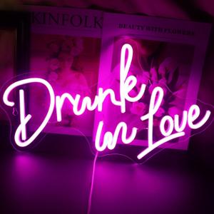 Drunk in love Neon Signs Pink Neon Lights USB Switch Operated Led Sign Letters for Room Home Bar Art Wall Decor Party Wedding Engagement Valentines Day Christmas Gifts (Pink)