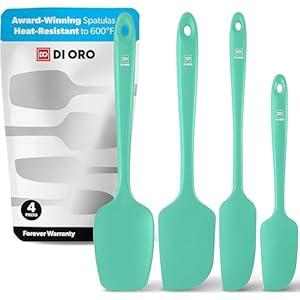 DI ORO Silicone Spatula Set - Rubber Kitchen Spatulas for Baking, Cooking, & Mixing - 600F Heat-Resistant & BPA Free Silicone Scraper Spatulas for Nonstick Cookware - Dishwasher Safe (4pc, Teal)