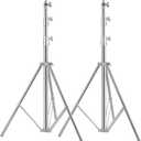 Stainless Steel Light Stand Photography, Spring Cushioned Heavy Duty Tripod Stand, 9.5ft/2.8m, 2 Packs Professional Photography Studio Stands (Stainless Steel-2 Pack, Silver)
