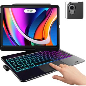 Typecase Touch Keyboard Case with Trackpad for iPad Air 11-inch (M3 2025 / M2 2024) 2024: 360°Rotatable - 11 Colors Backlight - Wireless Keyboard with Pencil Holder for iPad Air 5th & 4th Gen, Black