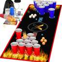GOLDGE 70.9 x 23.6 inches Beer Pong Table Mat, Drinking Games for Adults Party  Perfect for Drinks, Soda, Punch, BBQs, Picnics & Outdoor Gatherings! (Second Edition)