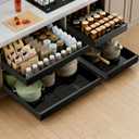 PAKETA 4 Pack Expandable Pull Out Cabinet Organizer, 21'' Deep Pull Out Drawers for Cabinets,Upgrade 3 Slide Rails Sliding Drawer for Kitchen Cabinet Organizer with Adhesive Nano Film (Black)