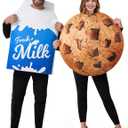 Spooktacular Creations 2Pcs Adult Couple Cookie & Milk Costume Funny Food Suit for Halloween Costume Cosplay Party (Small-Medium)