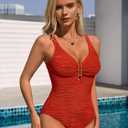 Womens One Piece Swimsuits Tummy Control Bathing Suit U-Wire Cutout Textured Slimming Swimsuit, Size XL