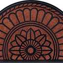 Mibao Half Round Door Mat, Non-Slip Welcome Entrance Way Mat, Durable Rubber Door Mats, Low-Profile Heavy Duty Doormat, Half Circle Mats for Garage, Patio, High Traffic Areas, 23.5" x 35.5", Maroon, 1'11" x 2'11"