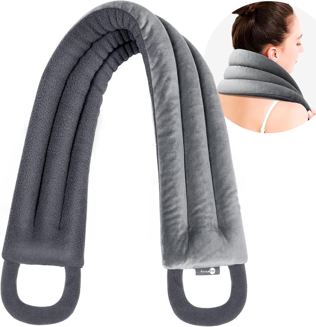 Microwave Heating pad for Neck and Shoulders Back 33 * 5" microwavable Moist Heat Pack Warm hot Compress Neck wrap Weighted Rice Bean Bag Reusable Herbal Nature Calming Portable Grey