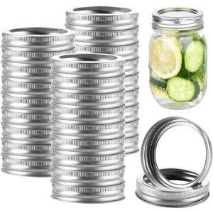50PCS 70mm Regular Mouth Canning Rings, Silver Mason Jar Rings Regular Mouth, Rust Resistant Metal Replacement Bands for Mason Jar, Canning Lids, Storage
