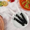 Lasnten 50 Pcs 8.67 Inches Fine Edge Steak Knife Set Stainless Steel Non Serrated Steak Knives Triple Riveted Straight Table Dinner Knives for Cutting Meat, Black