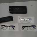 SOAR&EAGLE 3 Pack Blue Light Blocking Glasses,Computer Gaming Glasses,Retro Semi Rimless UV400 Clear Lens Computer Eyewear For Men/Women (Sand black silver/Wood grain gun/Crystal silver) +3.0