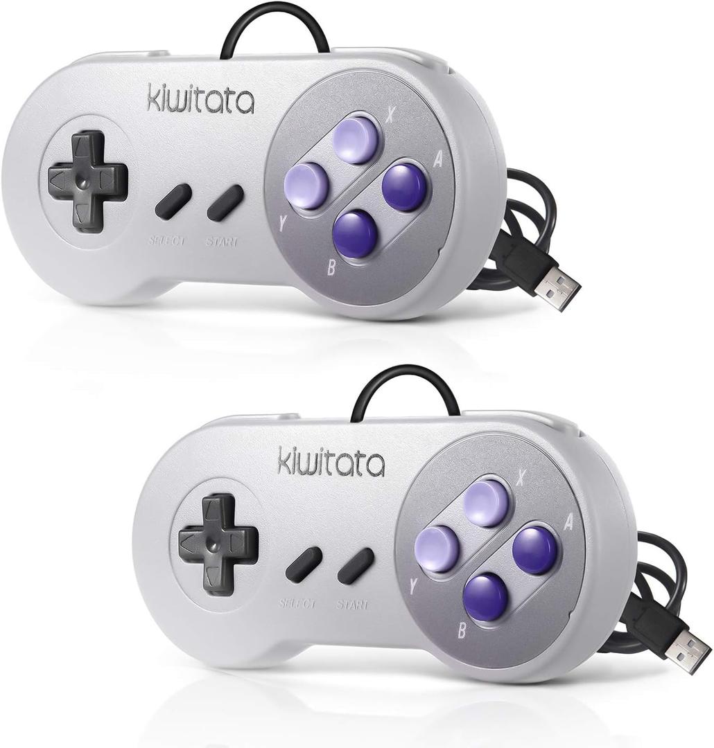 KIWITATA 2X Classic SNES USB Controller for PC Gamings, Retro SNES Wired USB Game Emulator Controller for Windows XP 7 8 11 Mac Raspberry Pi