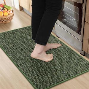 BEQHAUSE Kitchen Rugs 20"x32", Non-Slip Kitchen Mats for Floor, Super Absorbent and Stain Resistant Kitchen Rugs, Machine Washable Rugs for Kitchen, Hallway, Laundry & Sink, Green