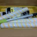 18 Inch Paint Roller Kit, 14 Pack Paint Roller Set with 2-4 Ft Extension Pole, Paint Tray Liners with Plastic Sheeting for Painting Walls Ceilings House Corner Stain (White and Yellow)