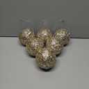 Christmas Ball 6 Pcs Glitter Foam Christmas Ornaments 3.9'' Eyelet Sequin Hanging Decorations Festive Tree Decor for Holiday Season Christmas Decorations (Champagne)