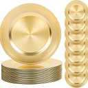 LIYH 24 Pcs Plastic Round Charger Plates 13'' Gold Charger Plates Chargers for Dinner Plate Great for Table Setting Wedding Party Decoration
