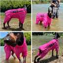 Lovelonglong Waterproof Dog Raincoat 4-Leg Full Body Dog Rain Suit with Reflective Strips & Leash Opening, Outdoor Dog Jacket for Rainy Weather, 4XL