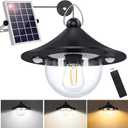 Solar Shed Light Outdoor Indoor 3000LM Solar Lights Daytime with Remote Control, Double Motion Sensor & 5 Lighting Modes, Solar Indoor Lights for Gazebo, Shed, Garage, Barn (Black)
