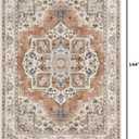 9x12 Washable Area Rug: Vintage Neutral Soft Non Slip Thin Large Floor Carpet for Living Room Bedroom Kitchen Dining Room Home Office Farmhouse Indoor - Brick Red