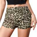 Women's Elastic Waist Skinny Mini Shorts Casual Low Rise Y2K Shorts Lounge (Brown), XXS