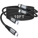 100W USB C to USB C Cable Long 2Pack 10 FT USBC to C Charger Cable Fast Charging Cord Compatible with iPhone 17/iPhone 16 Plus/16 Pro/15 Pro Max Samsung S24 S23 MacBook Air iPad Pro Carplay