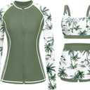 Daci 3 Piece Rash Guard Set with 3'' Shorts (Green, XL)