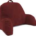 Deluxe Comfort Microsuede Bed Rest - Backrest Pillow with Arms - Bed Rest Pillow - Reading Bedrest Lounger - Sitting Support Pillow - Soft But Firmly-Stuffed Fiberfill - Reading Pillow, Red (One Size)