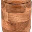 Kimona Food Jars & Canisters Acacia Wood round wooden storage jar with Lid for Keeping Cookies Pantry, Tea, Sugar, Coffee. (4.5" x 4.5" x 6")