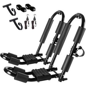 FORWODE Premium Kayak Roof Rack, 1 Pair J-Bar Roof Rack, Folding Adjustable Rack, Weight 80 LBS Heavy Duty Kayak Roof Carrier 1 Kayak, Canoe, SUV, Surfboard on SUV, Car and Truck Crossbar