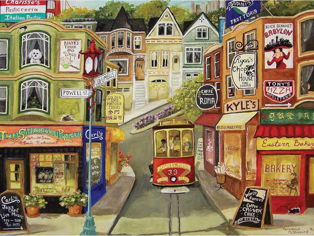 KI Puzzles 1000 Piece Puzzle for Adults  Hard & Challenging Urban Jigsaw by Gwendolyn McShepard  Difficult Powell St Cityscape  27x20 Colorful Street Scene Puzzle for Teens & Adults