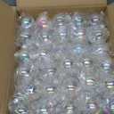 Aneco 60 Pcs Christmas Iridescent Ornaments Balls, 2.4 Inch Plastic Clear Ball with Fishing Line, Hanging Fillable Balls Ornament for Crafts DIY Xmas Tree Decor