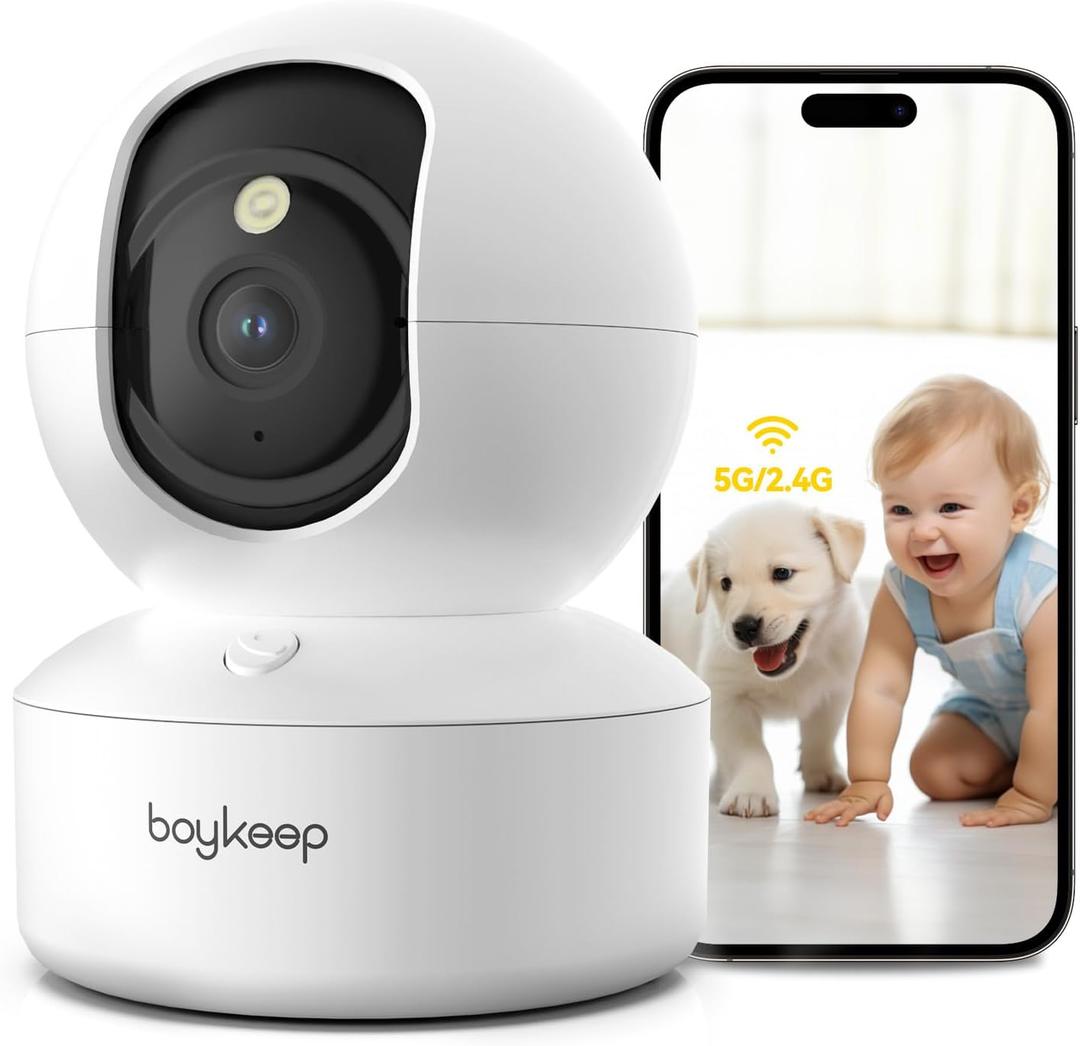BoyKeep Indoor Camera - 2K Pet Camera, 5G/2.4GHz WiFi Cam for Baby Monitor with Phone App, 360 Pan & Tilt, 2-Way Audio, Color Night Vision, New for 2025 with 12s Free Cloud Storage