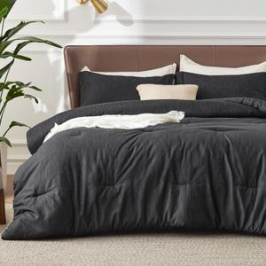 Bedsure Oversized Queen Comforter Set - Black Soft Bedding for All Seasons, Cationic Dyed Bed Set, 3 Pieces, 1 Oversized Queen Size Comforter (98"x98") and 2 Pillow Shams (20"x26"+2")