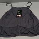 VNIRA Womens Sleeveless Peplum Spaghetti Strap Babydoll V Neck Ruffle Loose Fit Waffle Knit Crop Boho Tank Tops Size Medium, Dark Grey 