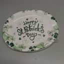 St Patricks Day Plates 10"" X 12"" Oval Green Plate Disposable Saint Patricks Paper Plates Heavy Duty Shamrock Pattern for St Patrick's Day Decor Serve 25