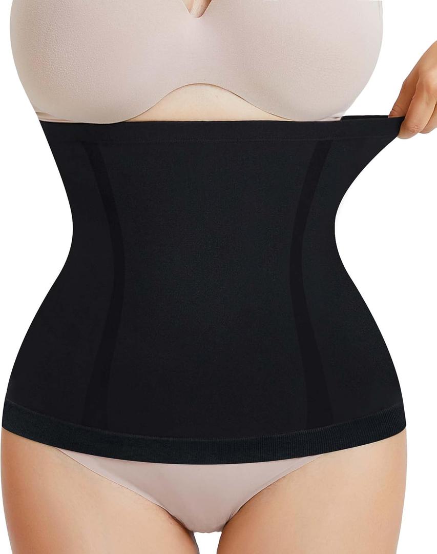 AOSBOEI Waist Trainer Shapewear Tummy Control Waist Cincher Girdle Body Shaper Postpartum Recovery Belt Belly Band Wrap (Black, XL)