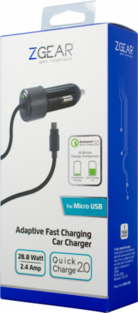 ZGEAR Fast Charge Car Charger For Apple Devices 12W 6 Feet