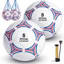 2 Pack Soccer Ball Size 5,Soccer Ball Set with 2 Bag, 1 Pump and 2 Needles,Soccer Ball Gifts for Teenagers,Official Size Ball,Indoor and Outdoor Training and Competitions use