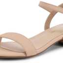 DREAM PAIRS Women Black White Nude Clear Sandals Low Heel Dressy Sandals Ankle Strap Open Toe Chunky Block Heeled Summer Classic Comfortable Flat Shoes (8.5)  Nude Classic