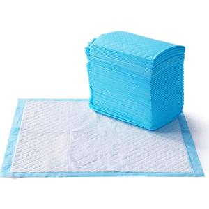 Amazon Basics Heavy Duty Dog and Puppy Pee Pads, Leak-Proof 5-Layer Super Absorbent, Quick-Dry Surface for Potty Training, Regular Size, 24x23", Blue & White, 50 Count