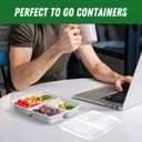 50 Pack (100-Piece) 32 oz Meal Prep Containers Reusable with Lids 3-Compartment, To Go Take Out Plastic Food Storage Containers, Sturdy Leakproof Food Safe, Microwave Freezer Dishwasher Safe, Silver